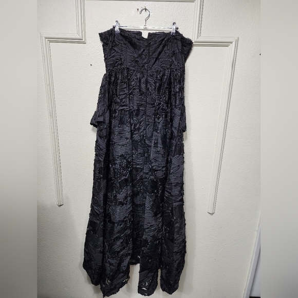 Lulus Majestic Glam Black Strapless Textured High-Low Maxi Dress Wedding Party - Picture 9 of 10